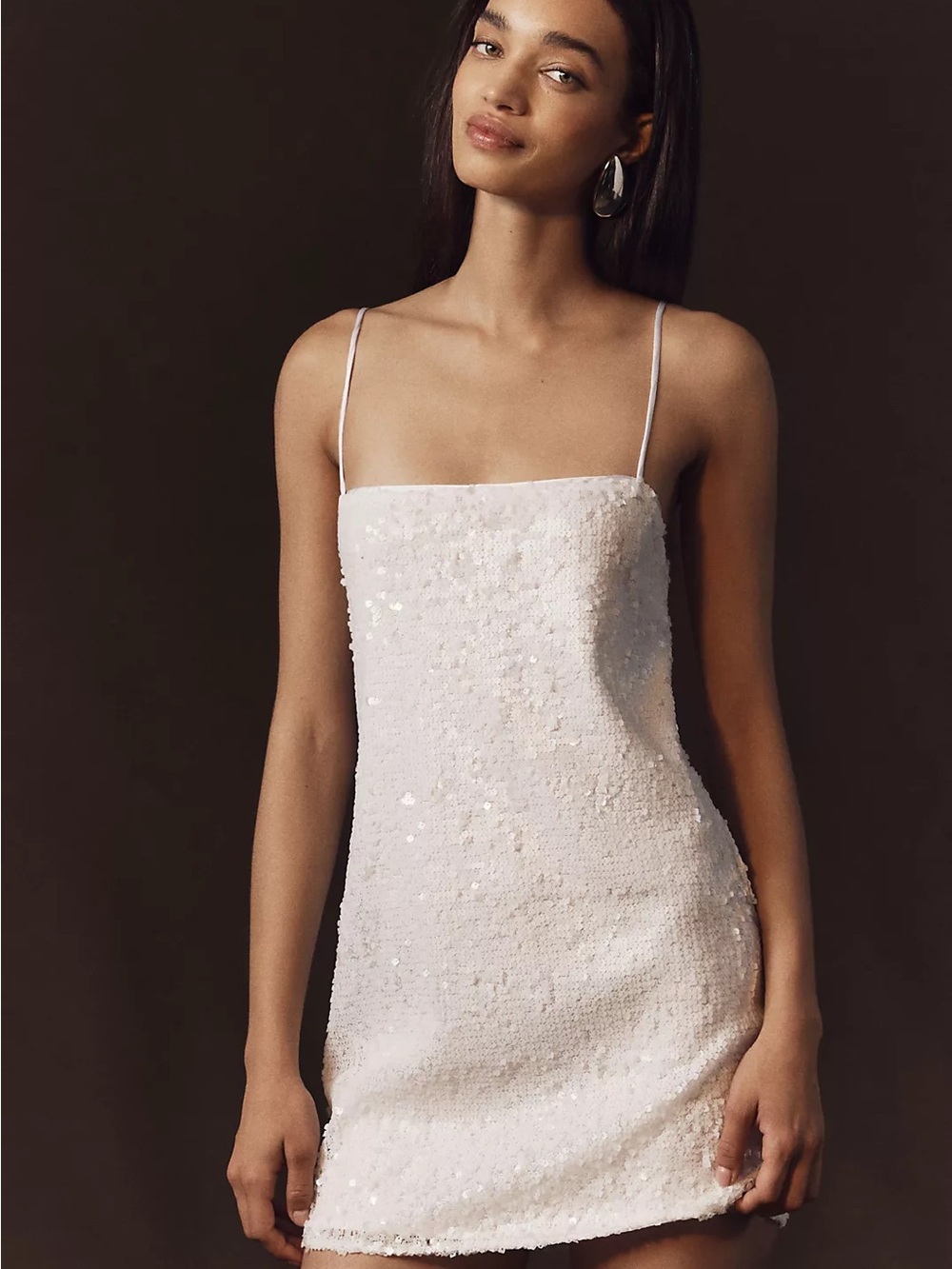 ANTHROPOLOGIE WEDDINGS X SHONA JOY ILLUSION SEQUIN SQUARE-NECK MINI DRESS - Picture 1 of 4